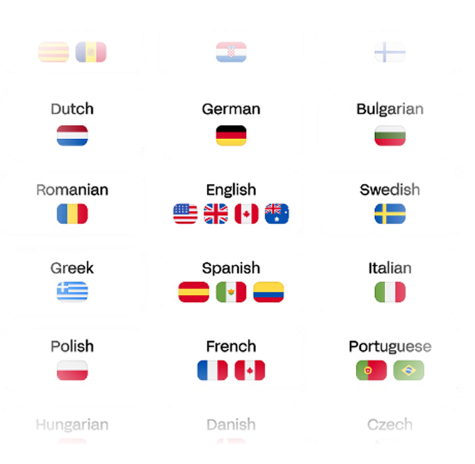 Supported languages